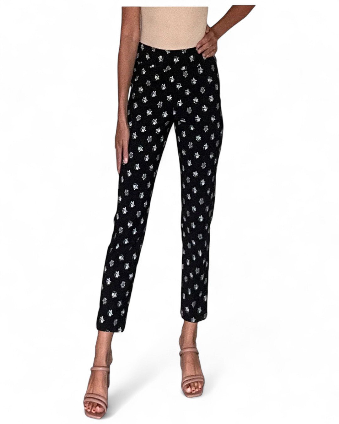 Krazy Larry P507 Pull on Pant - Black Mini Flowers - Che Cose Belle