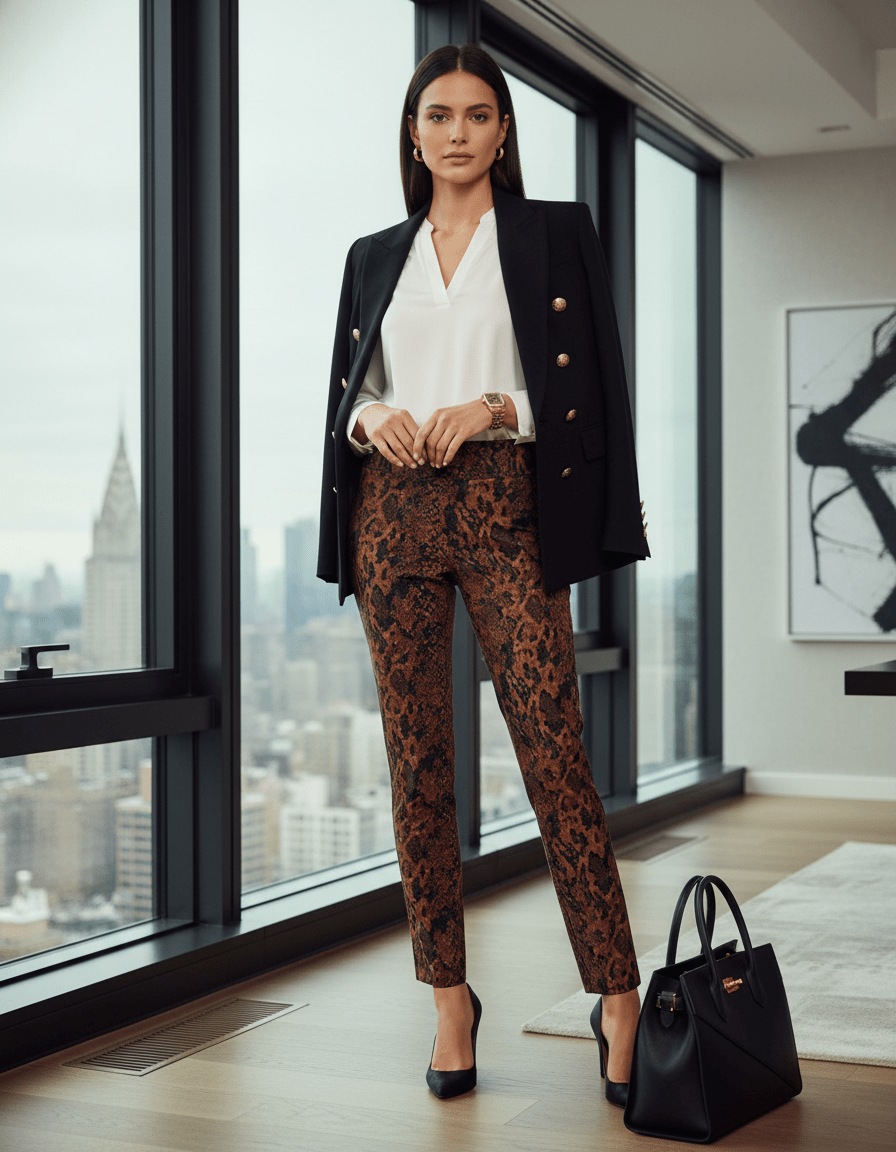 Krazy Larry P507 Pull on Pant - Brown Python - Che Cose Belle