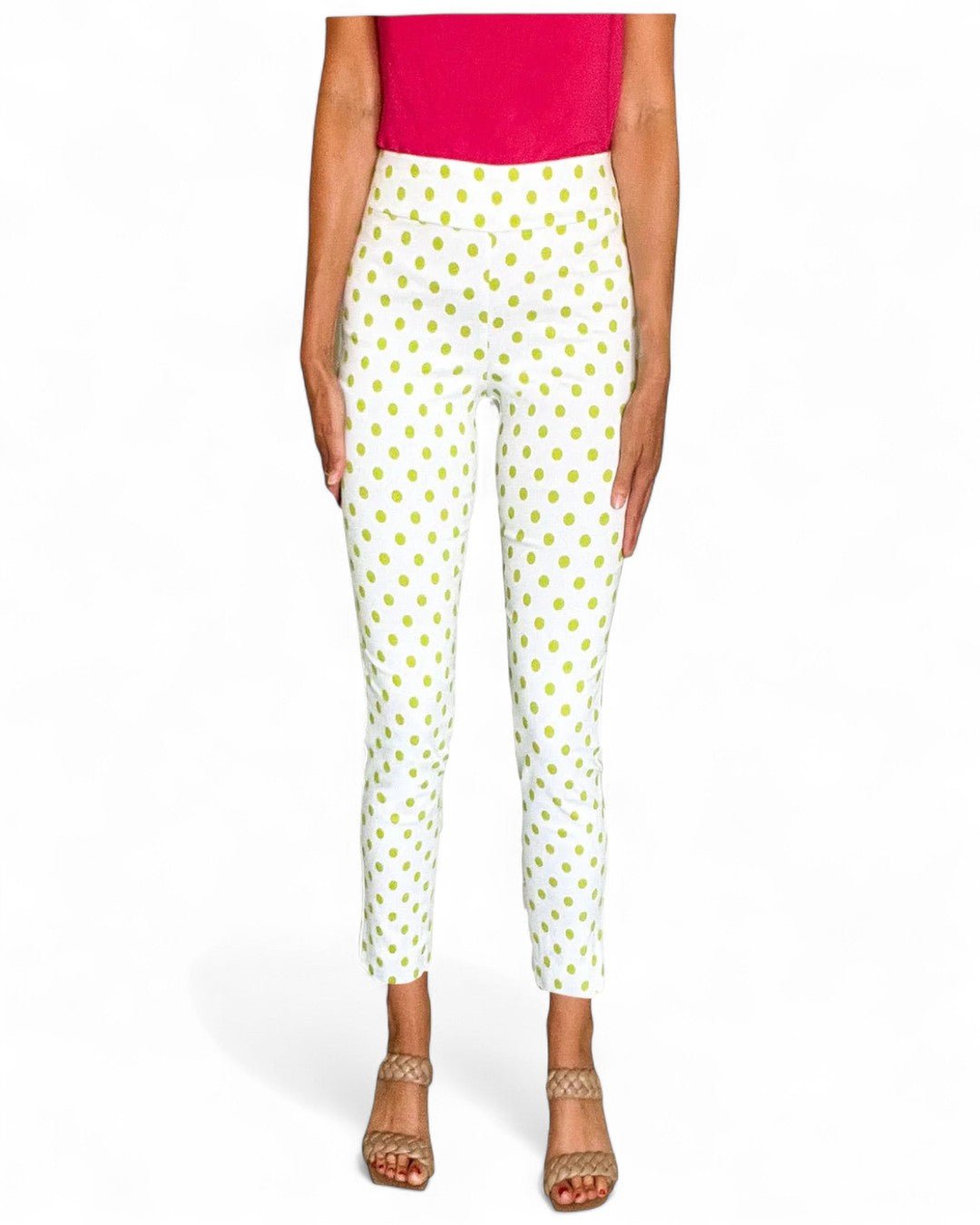 Krazy Larry P507 Pull on Pant - Lime Polka Dot - Che Cose Belle