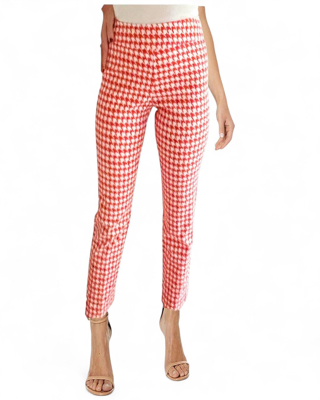 Krazy Larry P507 Pull on Pant - Tomato Mini Houndstooth - Che Cose Belle