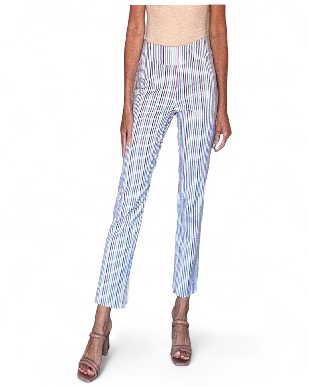 Krazy Larry P507 Pull on Pant - White Multi Stripe - Che Cose Belle