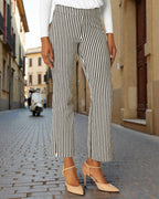 Krazy Larry P600 Pull on Wide Ankle Pant - Black/White Stripe - Che Cose Belle