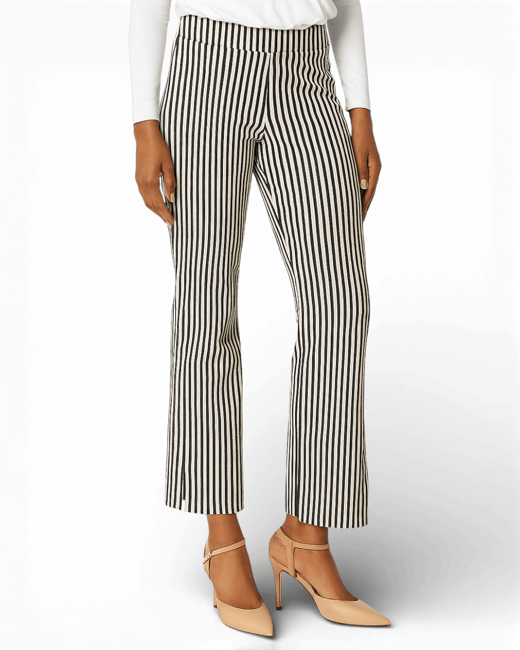 Krazy Larry P600 Pull on Wide Ankle Pant - Black/White Stripe - Che Cose Belle