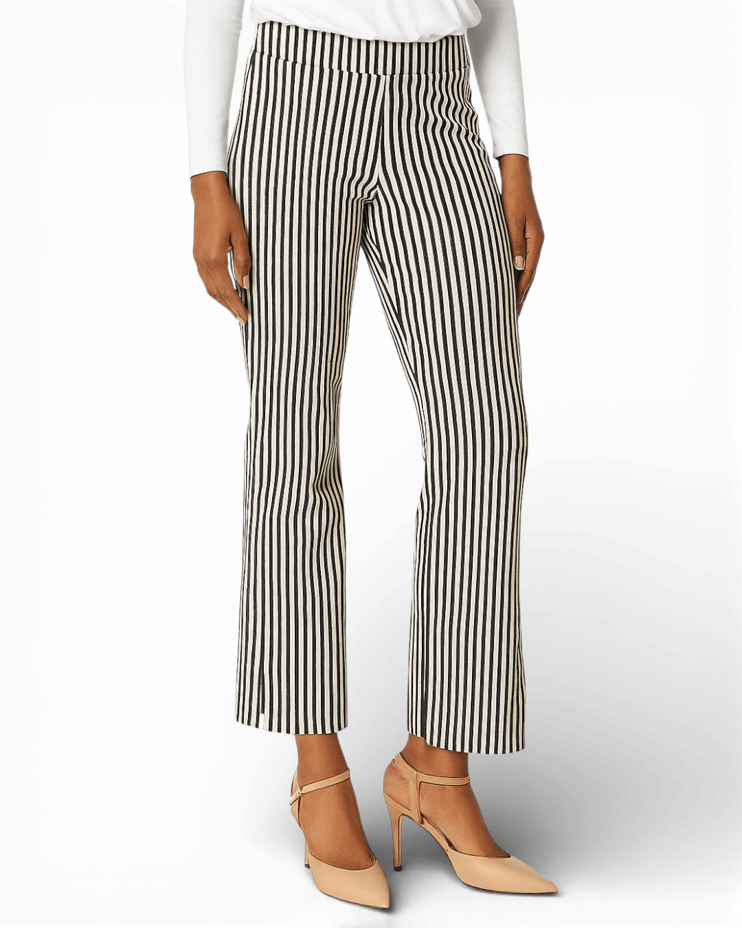 Krazy Larry P600 Pull on Wide Ankle Pant - Black/White Stripe - Che Cose Belle