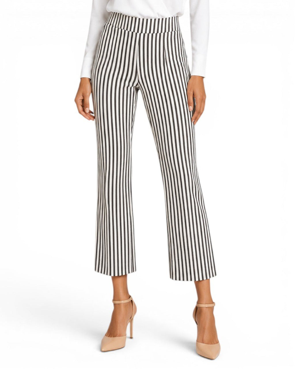 Krazy Larry P600 Pull on Wide Ankle Pant -Black/White Stripe - Che Cose Belle