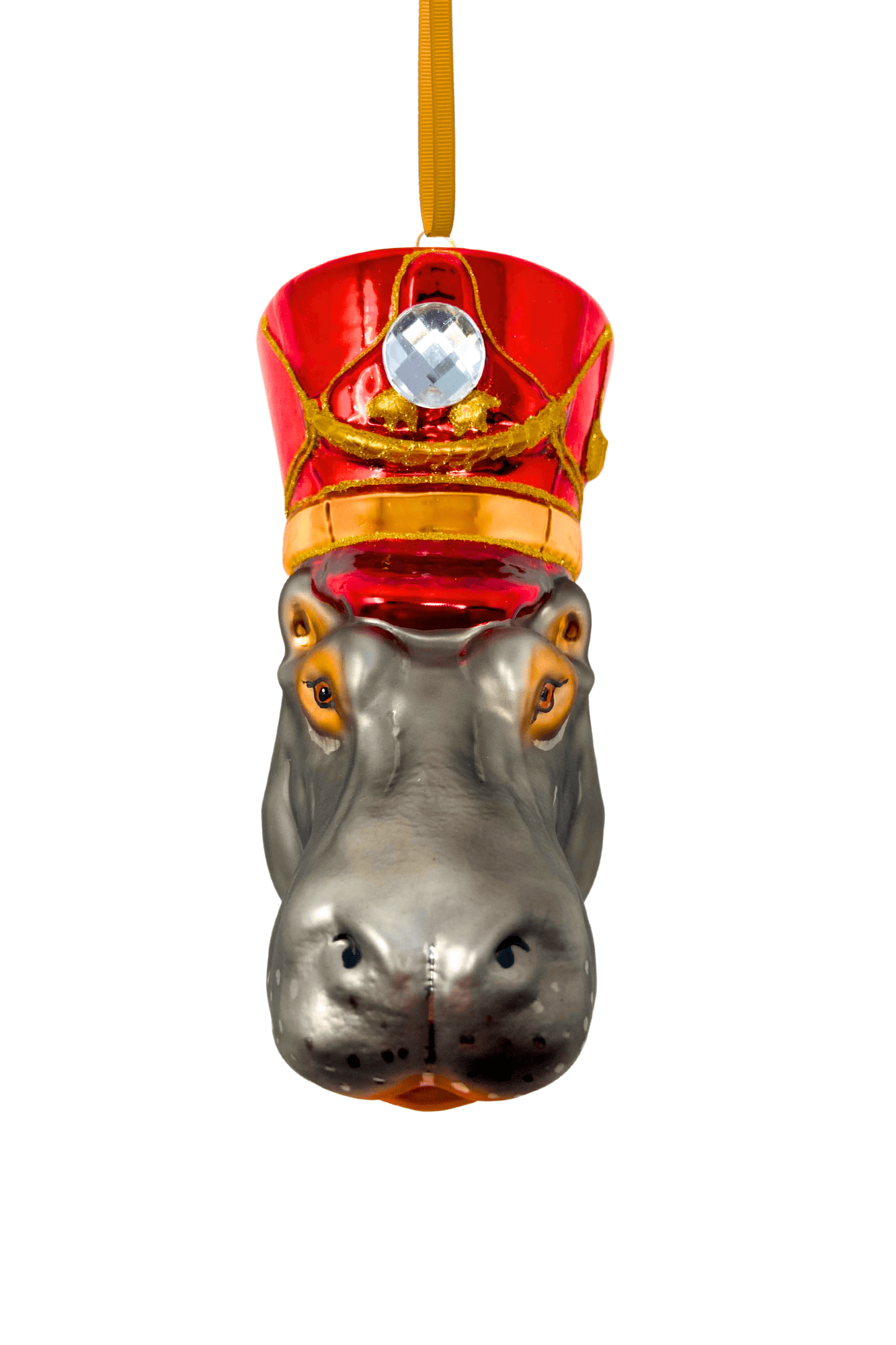 KRG Hippo Head Polish Glass Ornament - Che Cose Belle