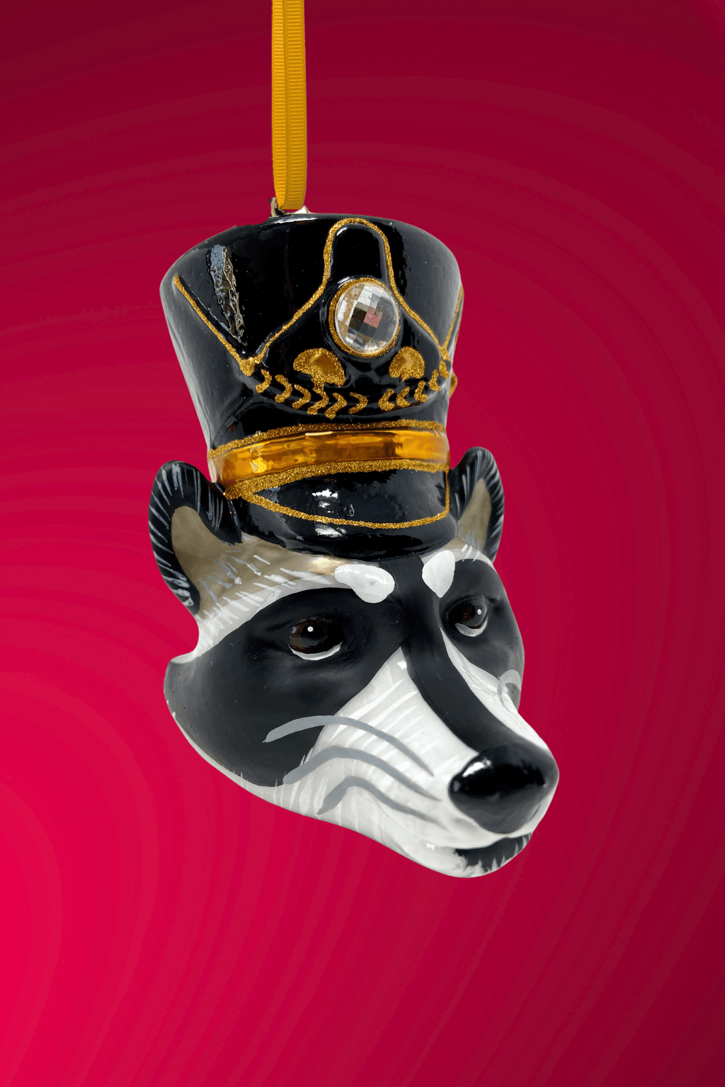 KRG Raccoon Head Polish Glass Ornament - Che Cose Belle
