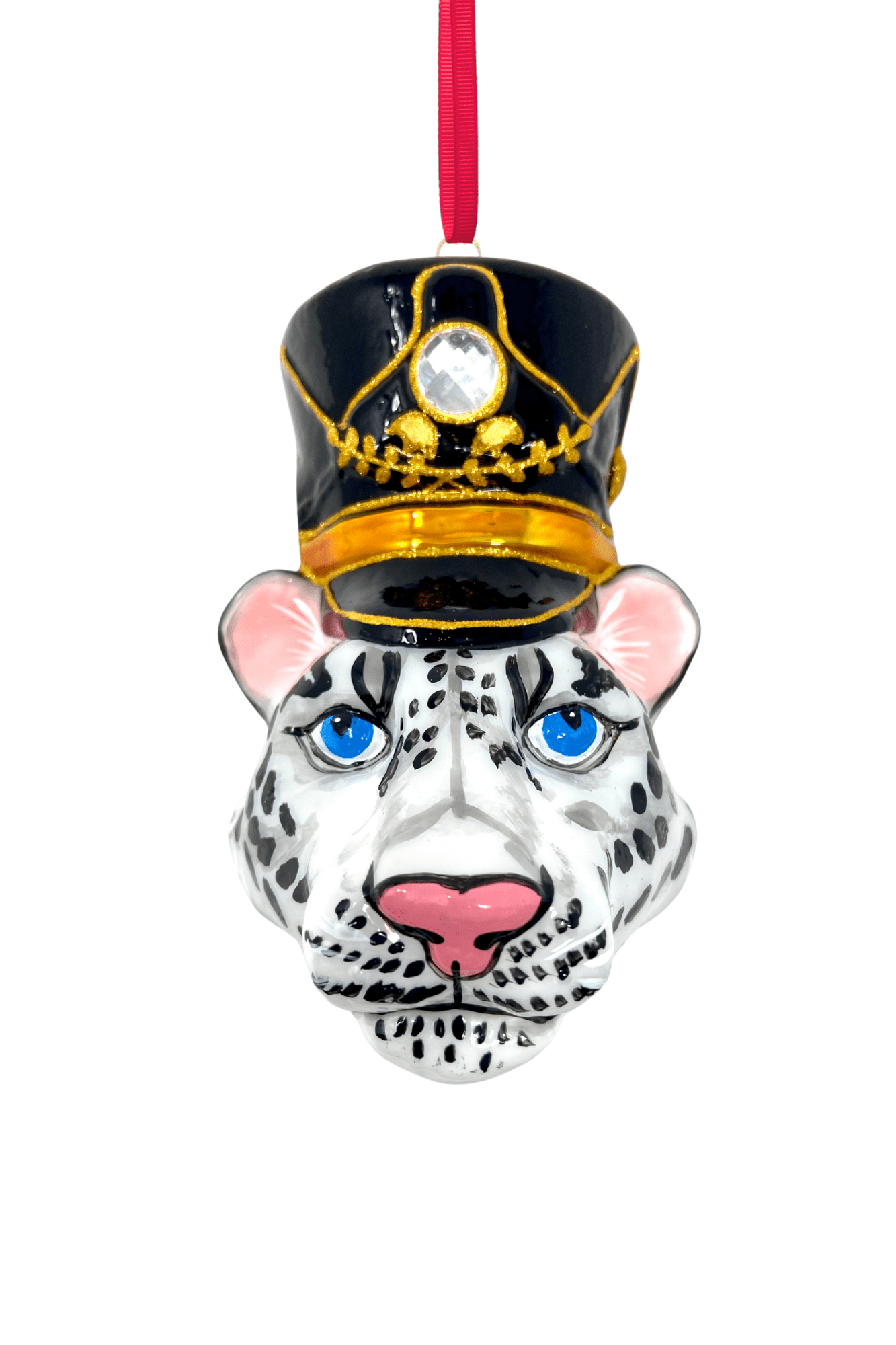 KRG Snow Leopard Head Polish Glass Ornament - Che Cose Belle