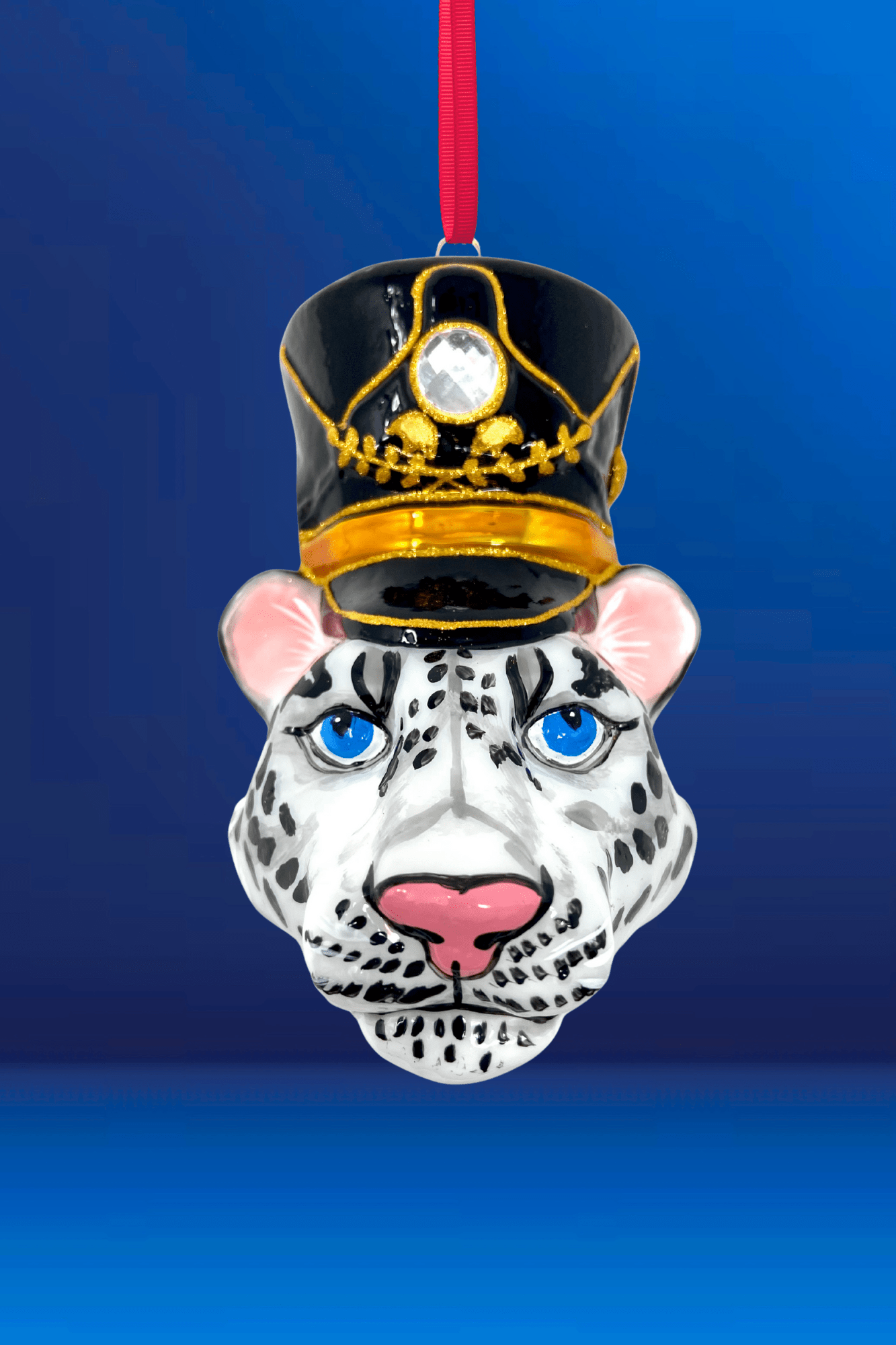 KRG Snow Leopard Head Polish Glass Ornament - Che Cose Belle
