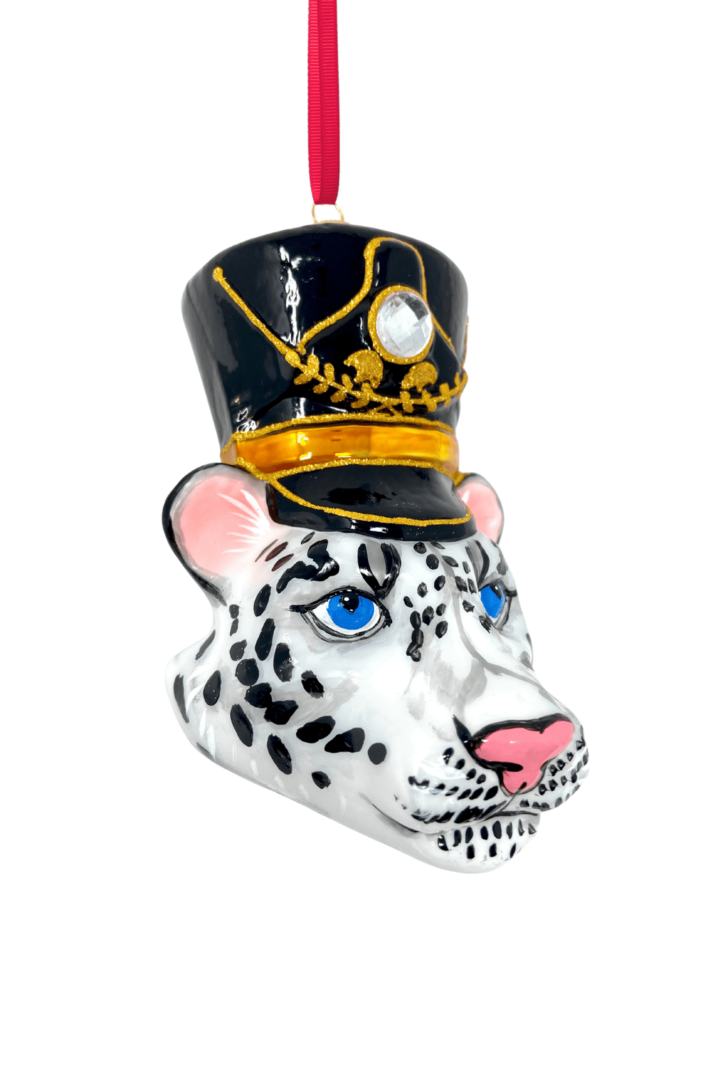 KRG Snow Leopard Head Polish Glass Ornament - Che Cose Belle