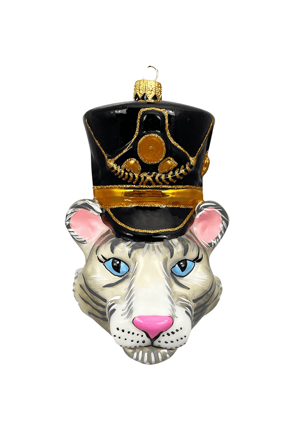 KRG White Tiger Head Polish Glass Ornament - Che Cose Belle
