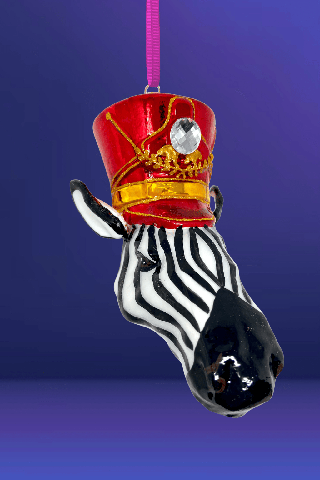 KRG Zebra Head Polish Glass Ornament - Che Cose Belle