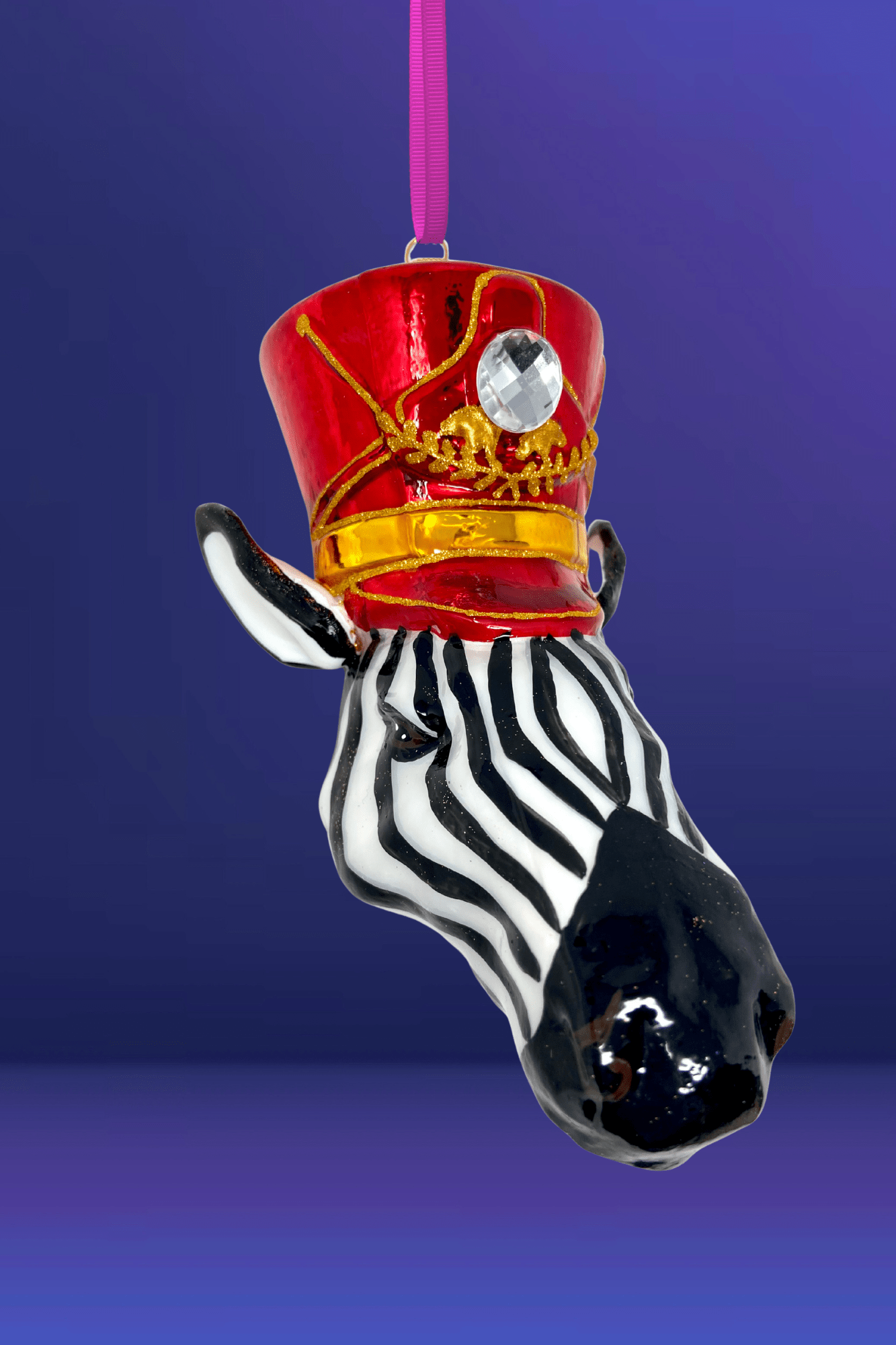 KRG Zebra Head Polish Glass Ornament - Che Cose Belle