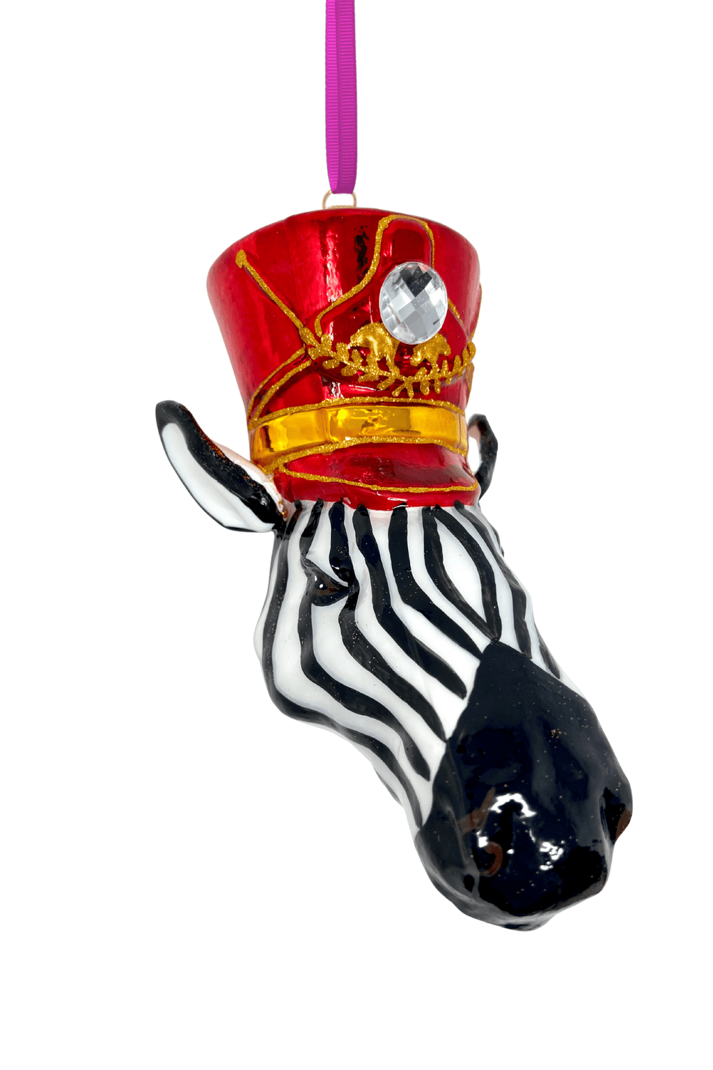 KRG Zebra Head Polish Glass Ornament - Che Cose Belle