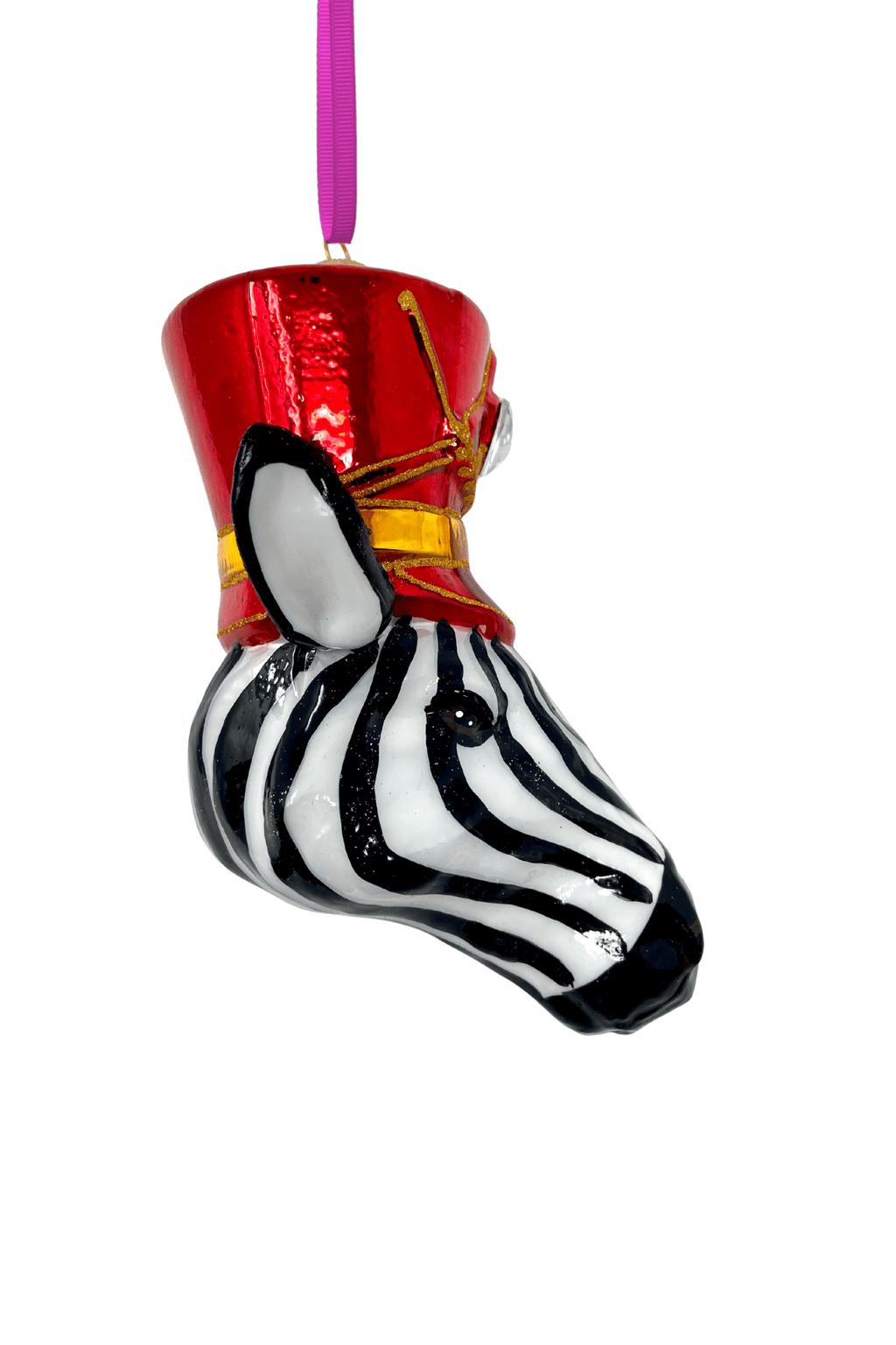 KRG Zebra Head Polish Glass Ornament - Che Cose Belle