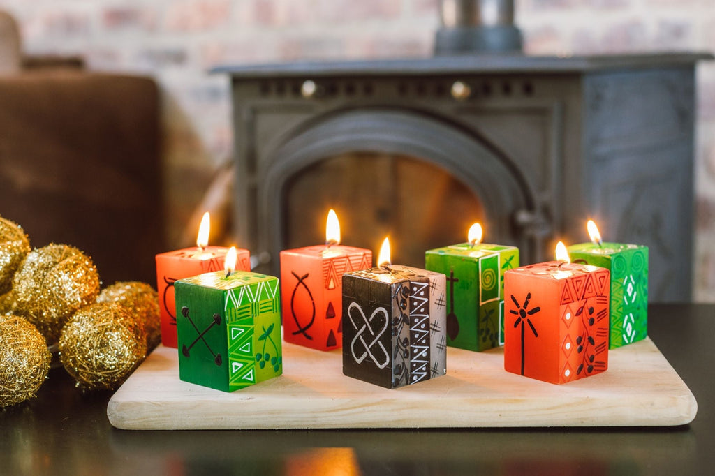 Kwanzaa Painted Candle Cube - Che Cose Belle