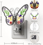 KY&BOSAM Butterfly Night Light Plug into Wall Night Lights Real Flower Glass and Metal Nightlights for Hallway Nursery Bedroom Bathroom Kids Room Kitchen Stairway Accent Elegant Themed Home Decoration - Che Cose Belle