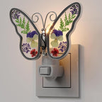 KY&BOSAM Butterfly Night Light Plug into Wall Night Lights Real Flower Glass and Metal Nightlights for Hallway Nursery Bedroom Bathroom Kids Room Kitchen Stairway Accent Elegant Themed Home Decoration - Che Cose Belle