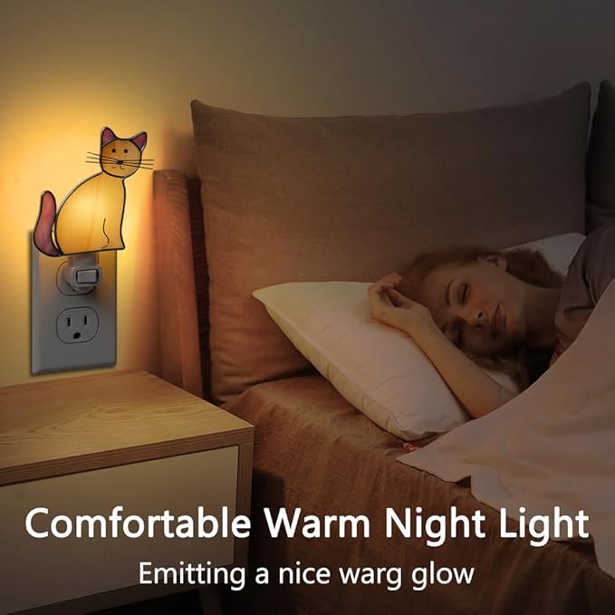 KY&BOSAM Cat Night Light Stained Glass Yellow Plug in Nightlight Decorative Wall Night Lights 7 Watt Bulb Accent Lite Night Memorial Gifts Pet Lost Sympathy Thoughtful Dogs and Cats Remembrance Decor - Che Cose Belle