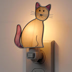 KY&BOSAM Cat Night Light Stained Glass Yellow Plug in Nightlight Decorative Wall Night Lights 7 Watt Bulb Accent Lite Night Memorial Gifts Pet Lost Sympathy Thoughtful Dogs and Cats Remembrance Decor - Che Cose Belle
