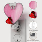 KY&BOSAM Plug in Pink Heart Night Light Stained Glass Nightlight Decorative Wall Night lights with On/Off Switch Come with 7 Watt Bulb Mother`s Christmas Valentine`s Holiday Spring & Winter Home Decor - Che Cose Belle