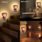 KY&BOSAM Plug in Pink Heart Night Light Stained Glass Nightlight Decorative Wall Night lights with On/Off Switch Come with 7 Watt Bulb Mother`s Christmas Valentine`s Holiday Spring & Winter Home Decor - Che Cose Belle