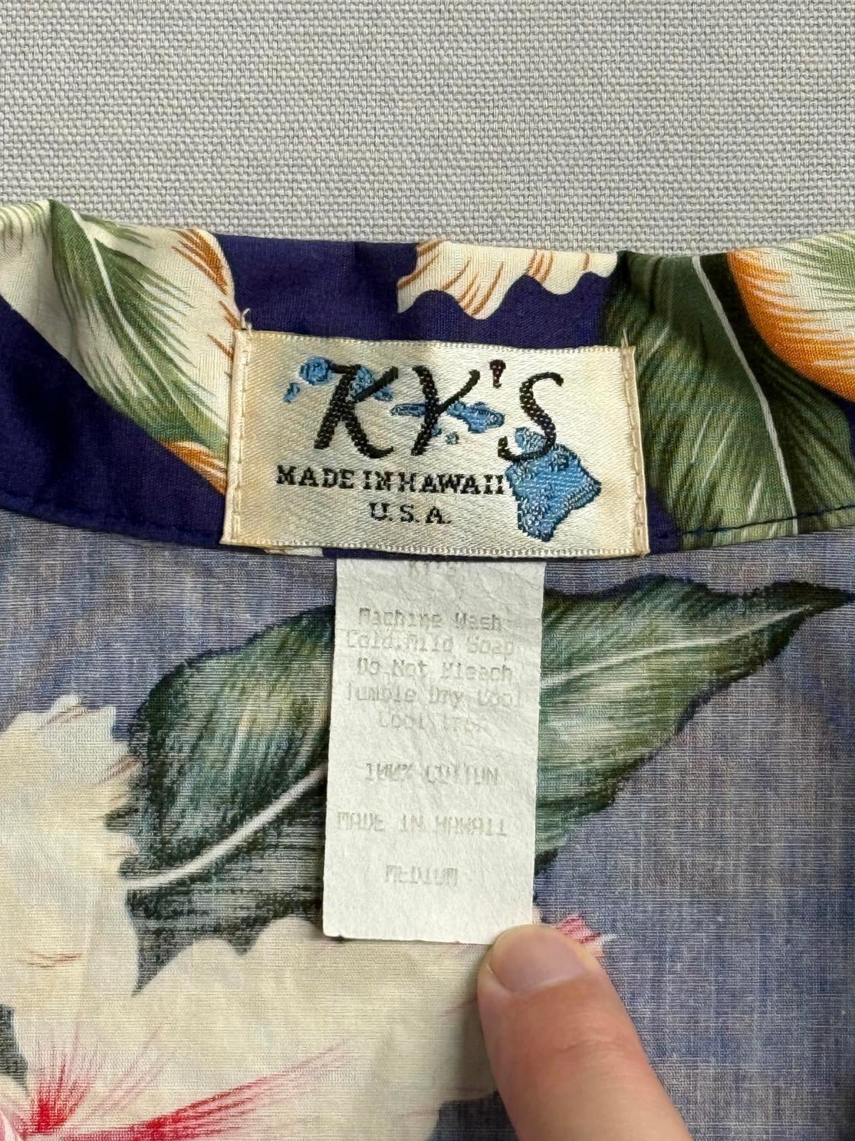 Ky's Hawaiian Flower Shirt Pocketless Made in Hawaii Shirt M - Che Cose Belle