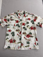 Ky's Men Hawaiian Shirt Surfing Santa Made in Hawaii Shirt L - Che Cose Belle