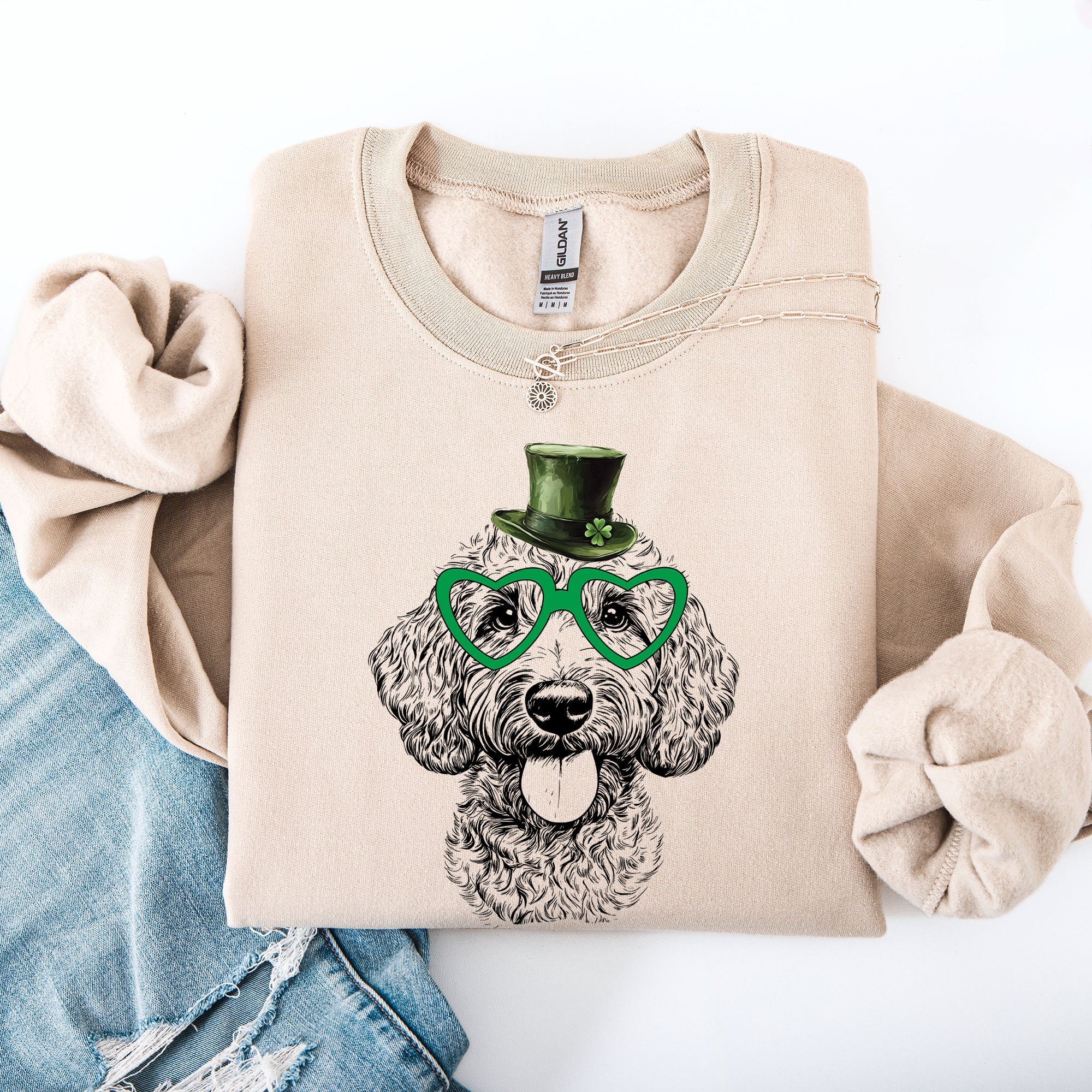 Labradoodle, Adorable Dog, St Patrick's Day, Lucky, Irish Sweatshirt - Che Cose Belle