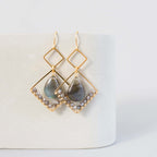 Labradorite Gold Geometric Earrings - Che Cose Belle