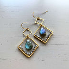 Labradorite Gold Geometric Earrings - Che Cose Belle