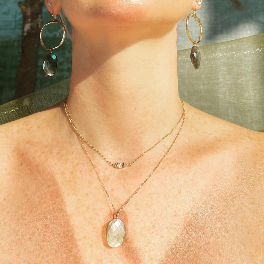 Labradorite Hoop earrings - Che Cose Belle