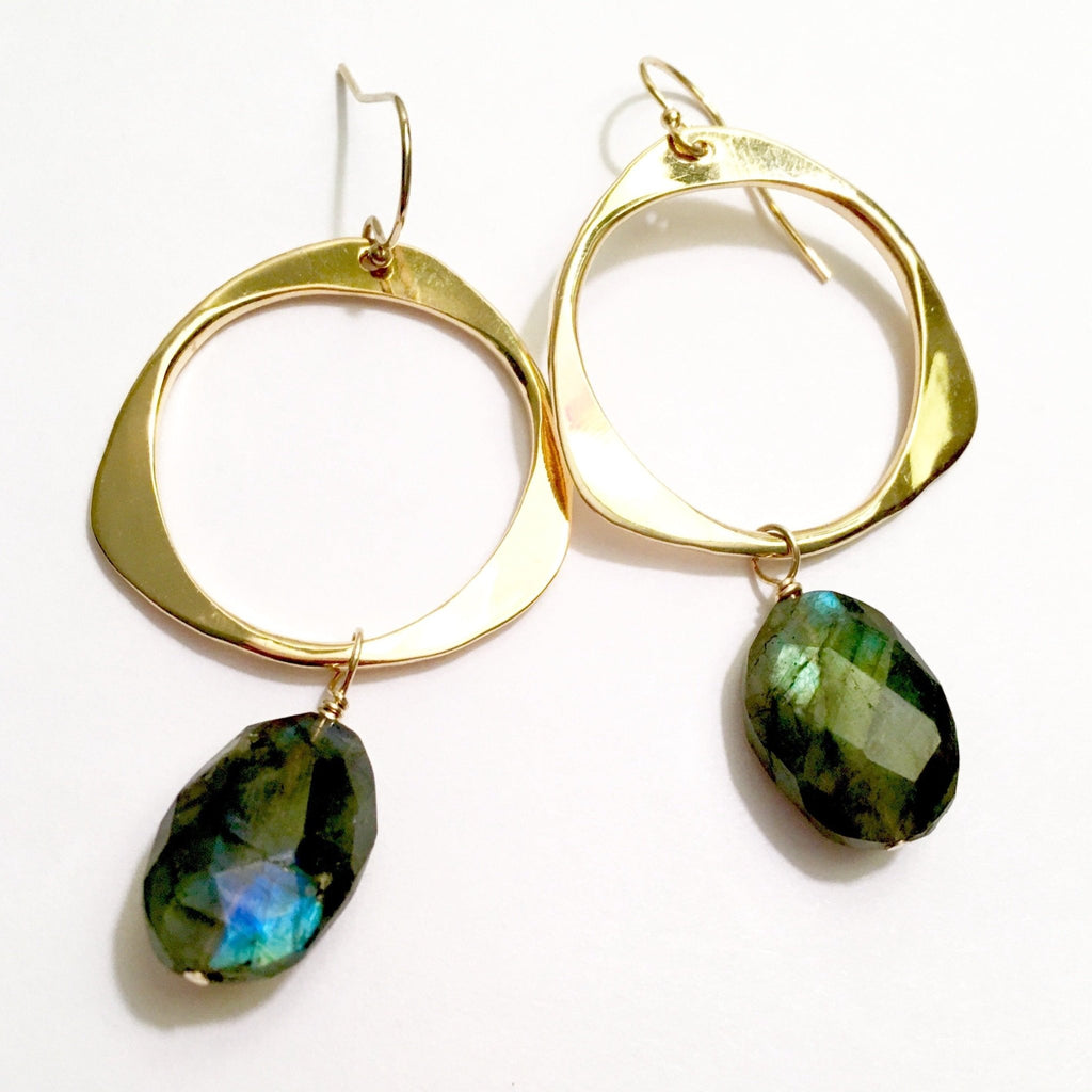 Labradorite Hoop earrings - Che Cose Belle