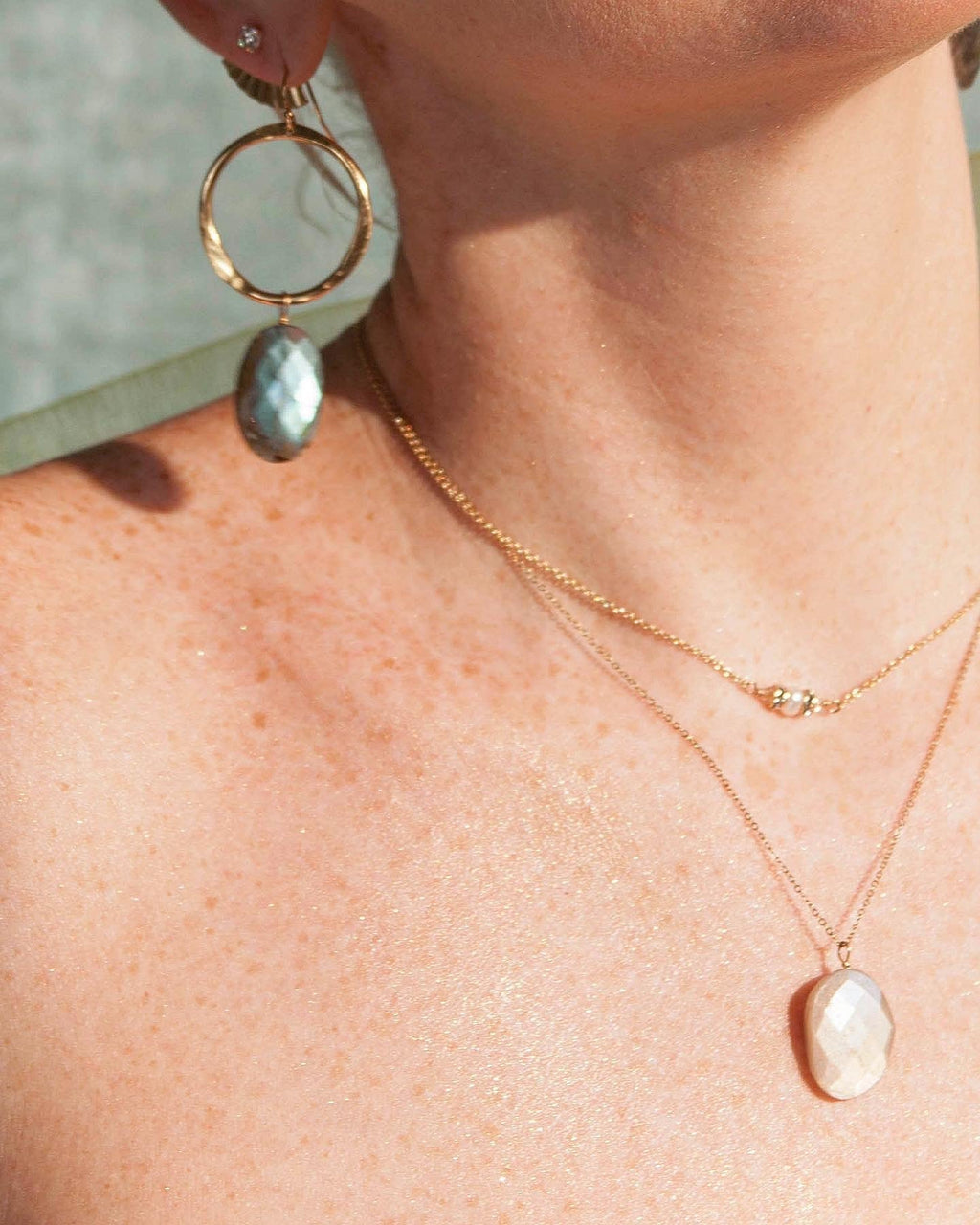 Labradorite Hoop earrings - Che Cose Belle