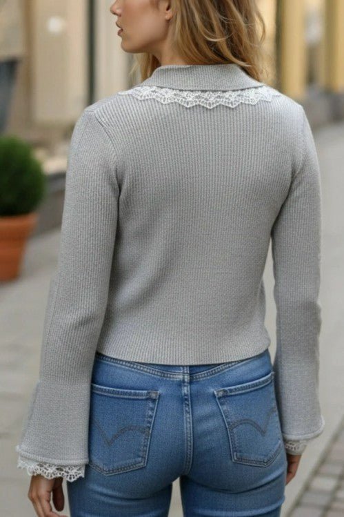 Lace Trim Knit Cardigan - Che Cose Belle