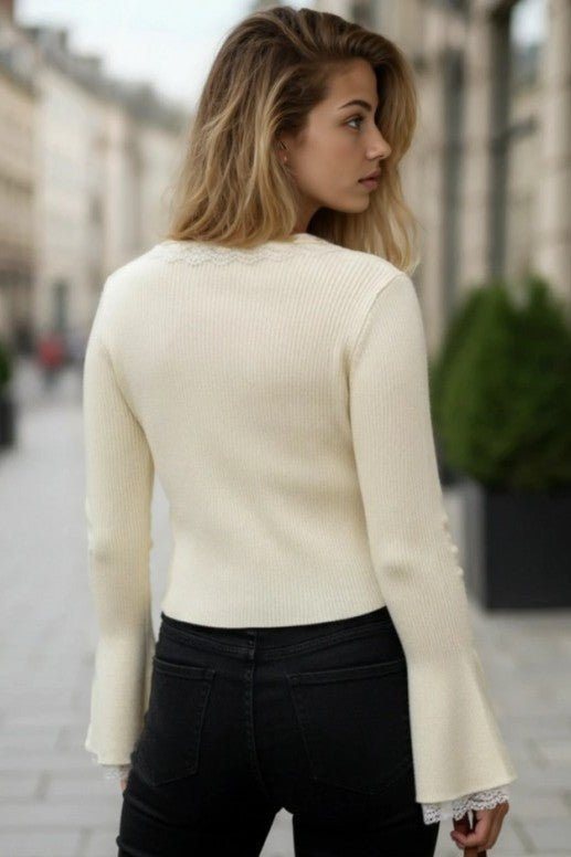 Lace Trim Knit Cardigan - Che Cose Belle