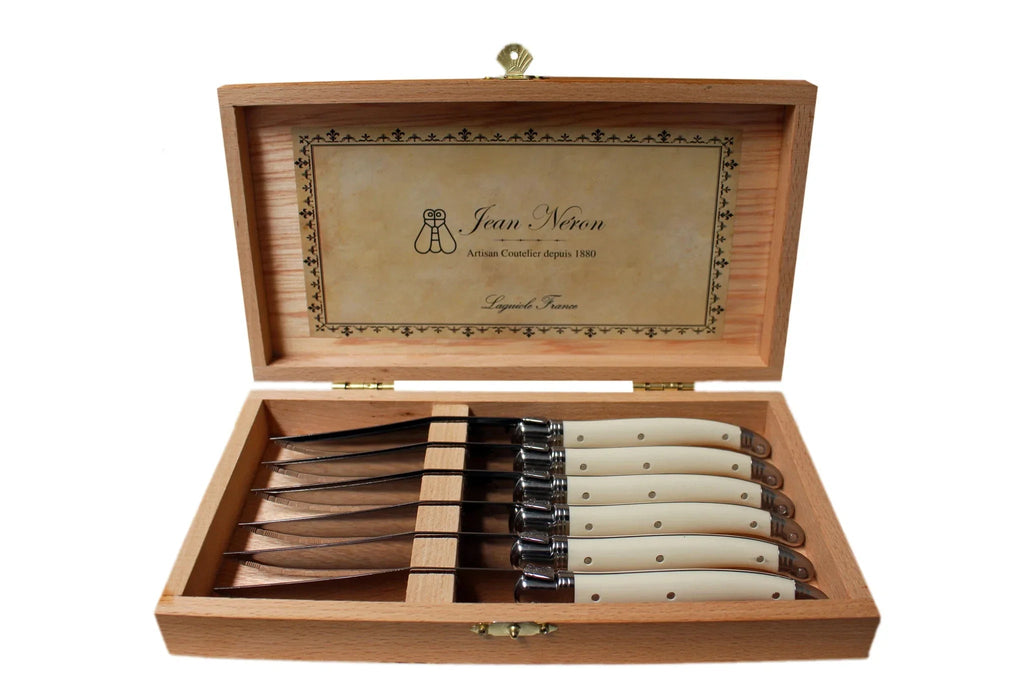Laguiole Ivory Knives Cutlery Set in Presentation Box, Set of 6 - Che Cose Belle