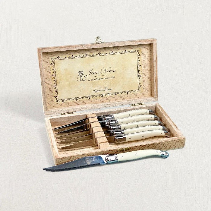 Laguiole Ivory Knives Cutlery Set in Presentation Box, Set of 6 - Che Cose Belle