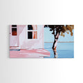 Lake House, Nature Reflection, Peaceful Retreat, Summer Serenity, Framed Canvas Print, Living Room Wall Art, Rustic Home Decor, Pastel - Che Cose Belle