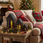 13.5"&9.5"&5.5"H Village Farmhouse House Candle Holders for Home Decor Patio Wedding
