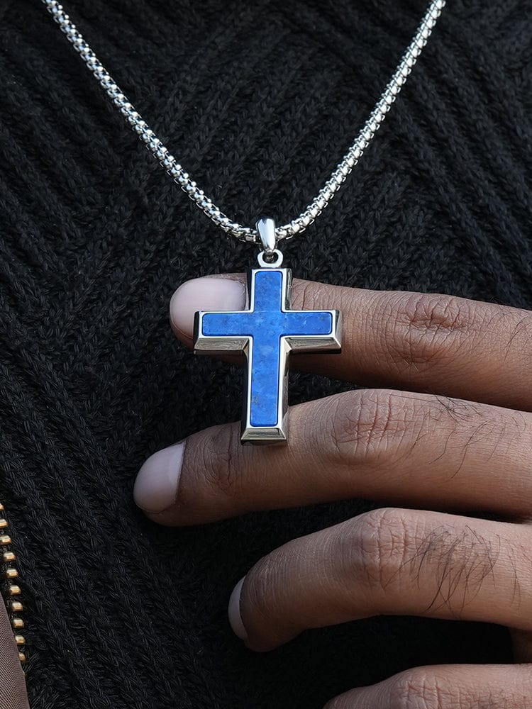 Lapis Lazuli Cross Pendant Necklace - Che Cose Belle