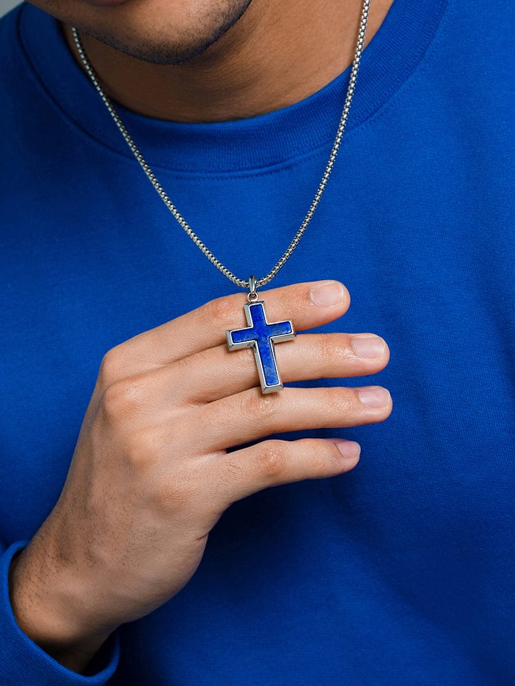 Lapis Lazuli Cross Pendant Necklace - Che Cose Belle