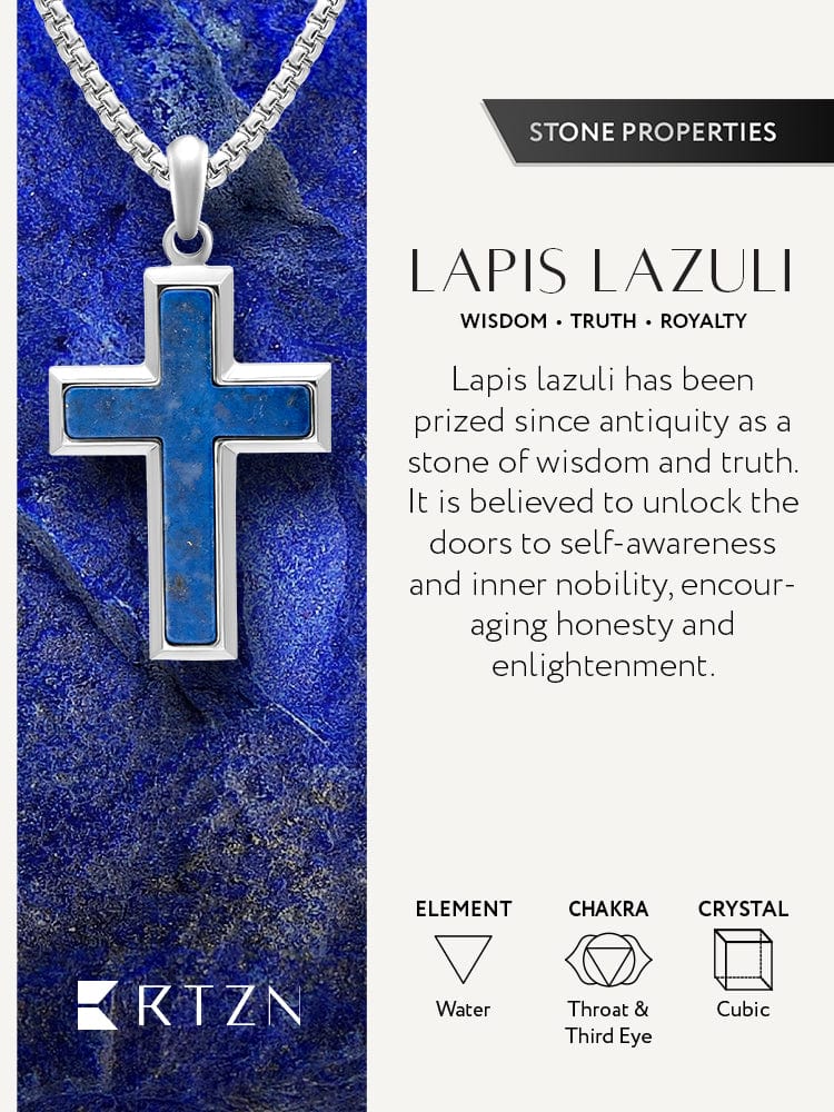Lapis Lazuli Cross Pendant Necklace - Che Cose Belle
