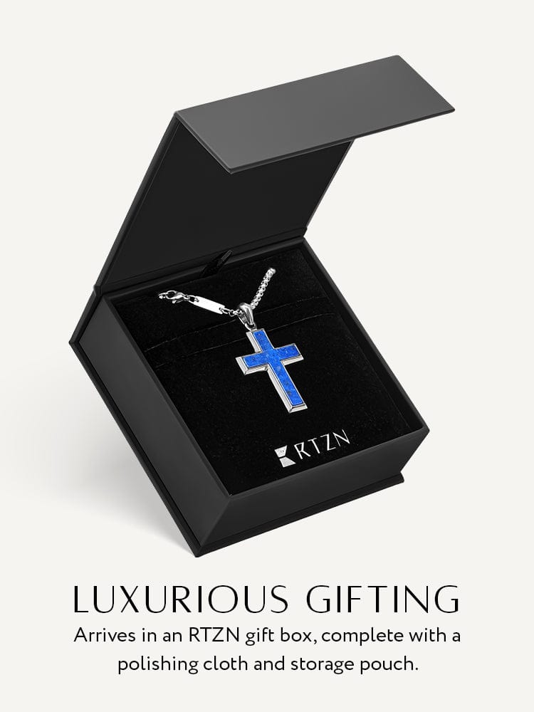 Lapis Lazuli Cross Pendant Necklace - Che Cose Belle