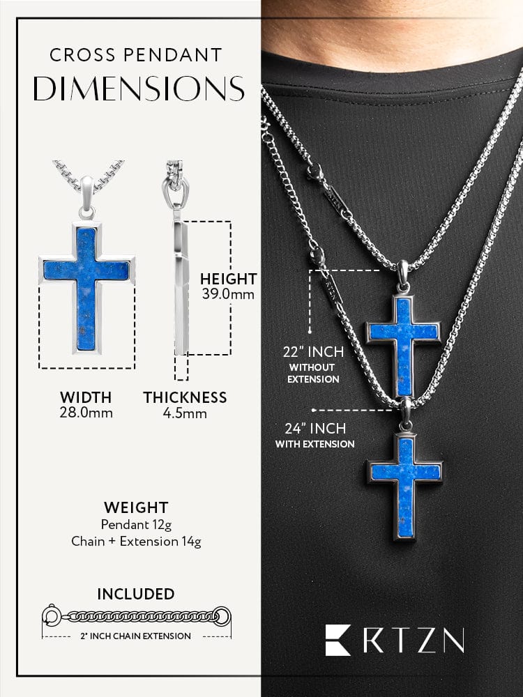Lapis Lazuli Cross Pendant Necklace - Che Cose Belle