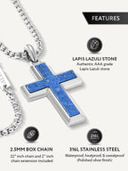 Lapis Lazuli Cross Pendant Necklace - Che Cose Belle