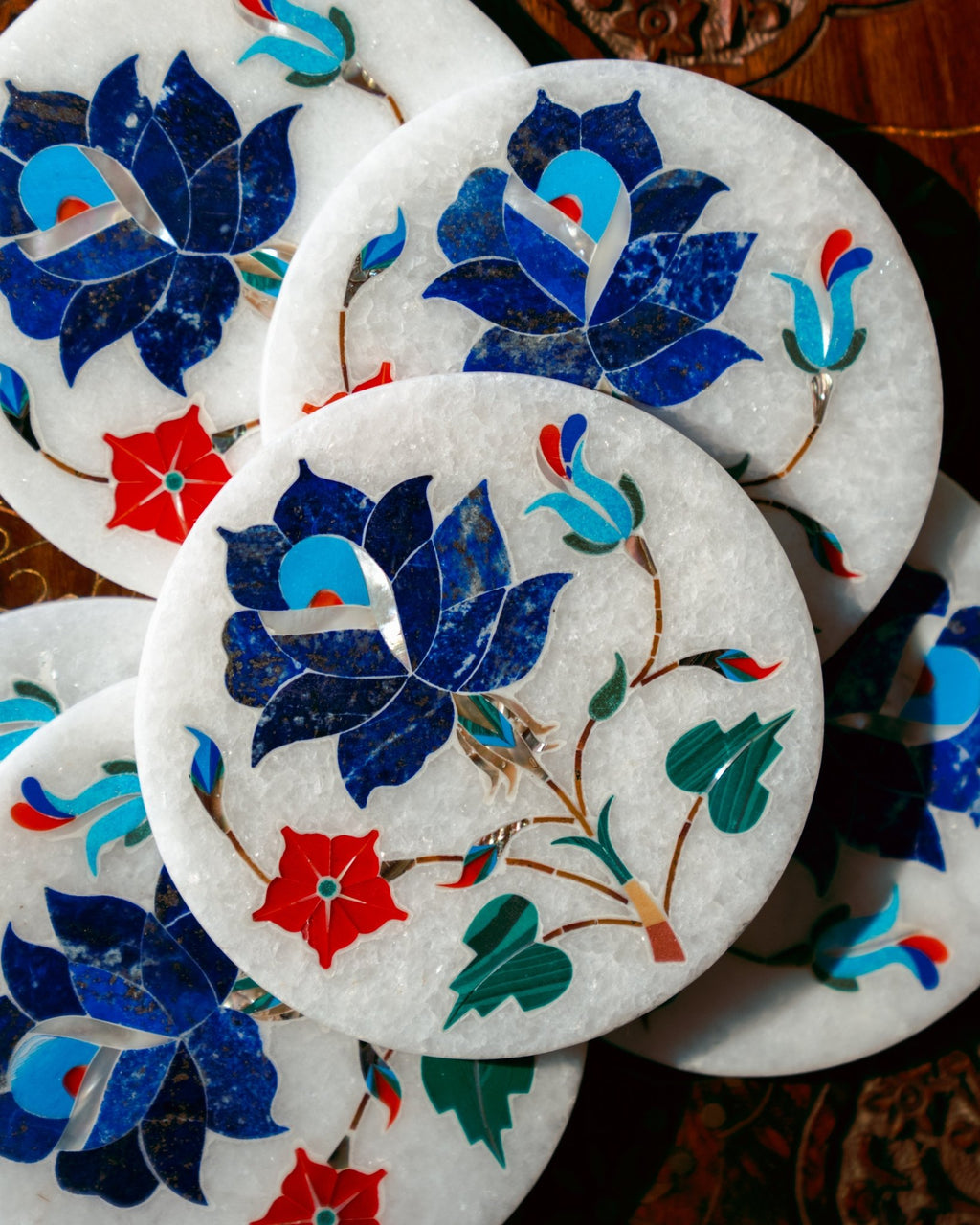 Lapis Lazuli Floral Coaster Set - Che Cose Belle
