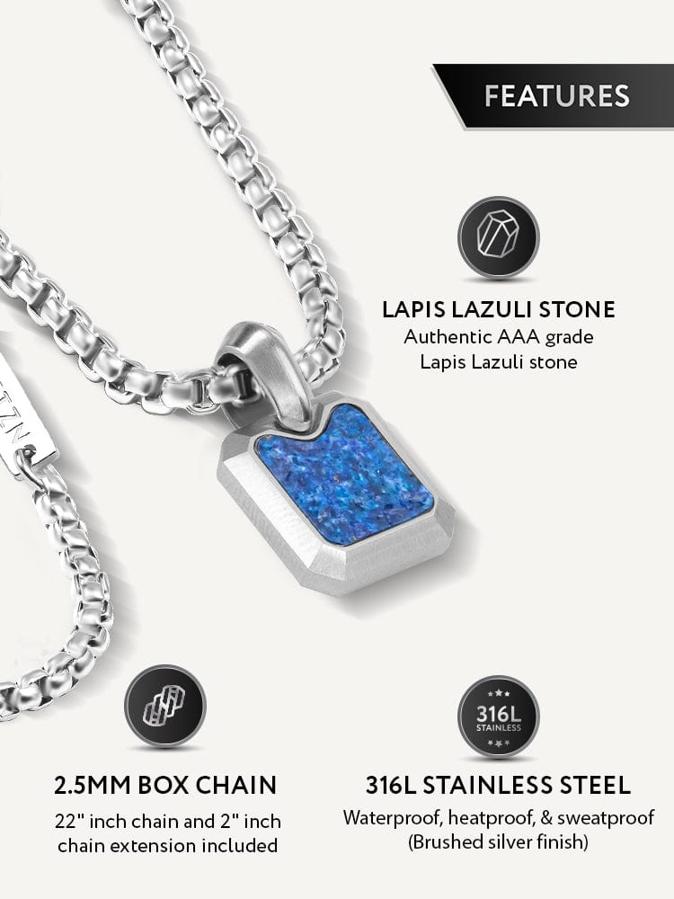 Lapis Lazuli Square Pendant Necklace - Che Cose Belle