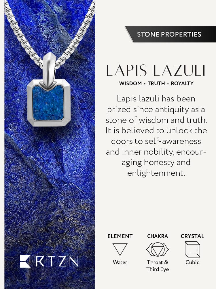 Lapis Lazuli Square Pendant Necklace - Che Cose Belle