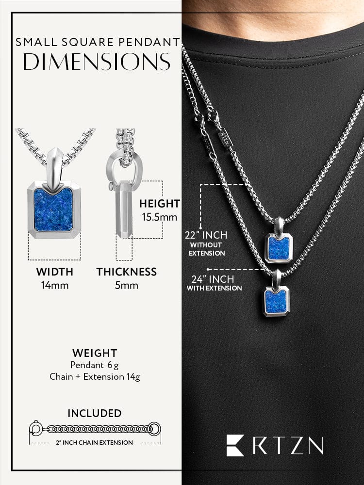Lapis Lazuli Square Pendant Necklace - Che Cose Belle